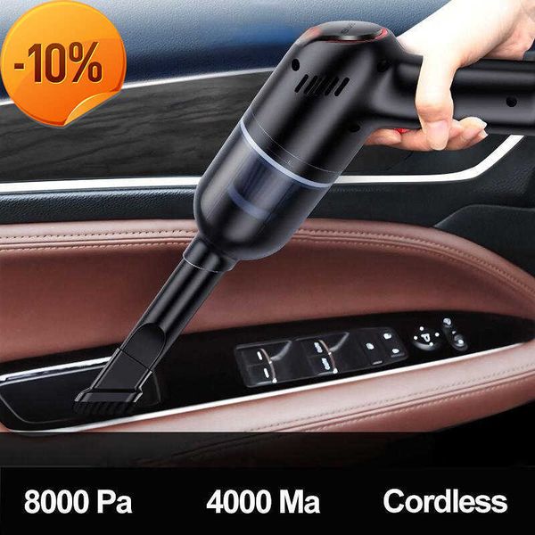 Nueva aspiradora de coche inalámbrica 8000Pa, aspiradora de mano inalámbrica para coche, Mini aspiradora de doble uso para el hogar y el coche con batería integrada