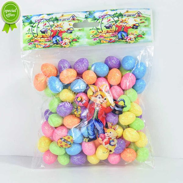 Nouveau 80pcs / sac Mini Mousse Oeufs De Pâques Coloré Polystyrène Oeuf Joyeuses Pâques Décoration De Fête Fournitures Maison DIY Guirlande Artisanat Enfants Cadeau