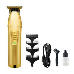 Nuevo 8148 Potente Magic Metal Hair Clipper USB Electric Razor Men Steel Head Shaver Hair Salon o Home Trimmer Gold305u