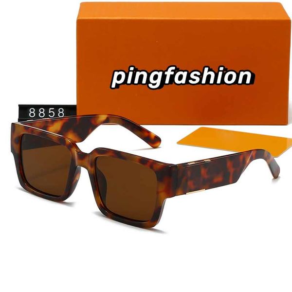 Nuevo 8858 # Gafas de sol para mujer hombre tamaño 55 mm UV400 montura plateada Lentes con estampado de leopardo Gafas de sol de alta calidad Antialérgico para hombre y mujer Anteojos polarizados