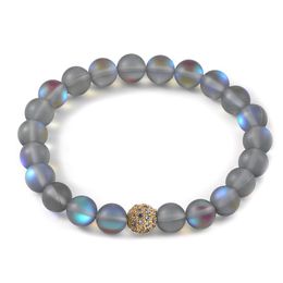 Nieuwe 8 cm Maansteen Glitter Crystal Armband voor Vrouwen Elastische Verstelbare Goud Zirkoon Bead Charm Lucky Bracelet Valentine's Day Gift