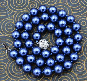 Nieuwe 8mm blauwe zuidzee parel ketting