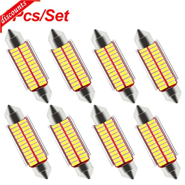 Nuevo 8 unids/set lámpara de techo Interior de coche C10W C5W bombillas LED 31mm-42mm luz superbrillante 4014 coche DC12V bombilla de lectura festón luz de coche