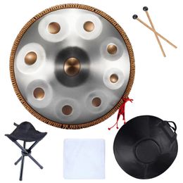 Nuevo instrumento de batería profesional sin preocupaciones de handpan auténtico de 9/10 notas para placa de mano de percusión para principiantes