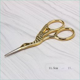 Nieuw 9,3 cm Vintage Antique Zakka Cross Stitch Steel Craft Gold Seweerschaar Handwerk Diy Retro Home Tool Crane Tailor Scissor C