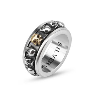 Nouveau 9.8mm Skull Ring Vintage 925 Bijoux de mode en argent sterling pour hommes