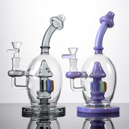 Nouveau 9 pouces Champignon Heady 6 Couleurs Bongs En Verre Unique Ball Style Oil Dab Rigs Pommeau De Douche Perc Narguilés 14 Conduites D'eau Joint Femelle Avec Bol