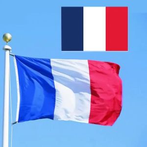 NOUVEAU 90x150cm France Drapeau Polyester Imprimé Bannière Drapeaux Européens avec 2 Œillets En Laiton pour Suspendre Drapeaux Nationaux Français et Bannière