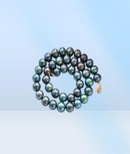 Nouveau 910mm collier de perles d'eau douce de culture ronde paon noir 18 WW3180745