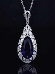 NOUVEAU 925 Silver Drop Parsed Collier Group incrusté Diamants complet Diamants Purple Pendentif pour femmes Bijoux exquis entiers 1644719