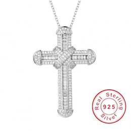 NOUVEAU 925 Silver Exquisite Bible Jesus Pendant Collier pour femmes Charme crucifix Men Simulate Simulate Diamond Bijoux N0286765227