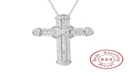 Nuevo collar con colgante de Jesús de la Biblia exquisita de plata 925 para mujeres y hombres, dije de crucifijo, joyería de diamantes de platino simulada N0286430759