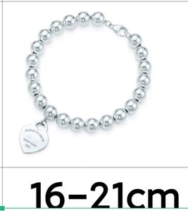 Nuevo 925 pulsera plateada perlas 8 mm Cadena de bolas joyería de los hombres pulseras colgantes de corazón para hombres conjunto joyería de moda cadena de diseñador pareja de mujeres Wedding Party girls