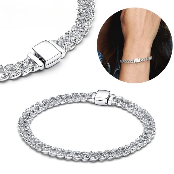 Nouveau 925 argent placage intemporel chaîne Bracelet bijoux breloque femmes beau cadeau