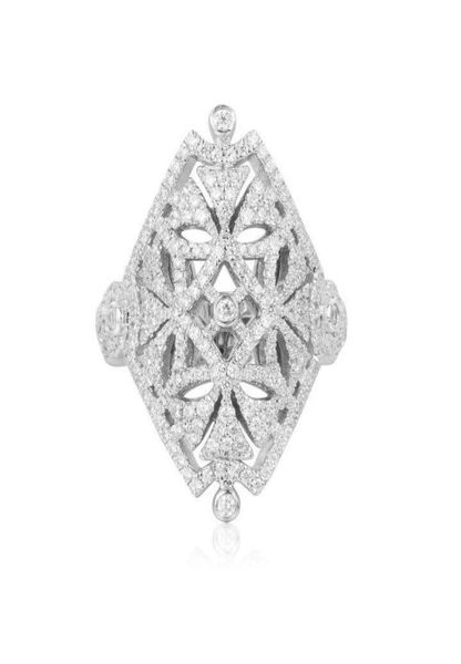 Nouveau 925 Silver Silver Dragon Tail Fleur ajusté des anneaux de sauvetage blanc Rose-Gangle Couleur creuse taille taille 6 7 82513910