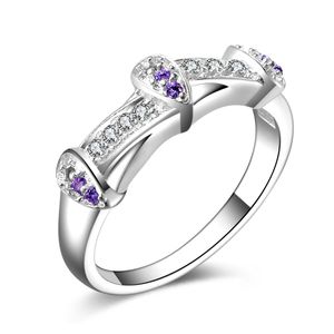Livraison gratuite nouveau 925 bijoux en argent Sterling mode mosaïque Zircon violet cristal anneau vente chaude fille cadeau 1713