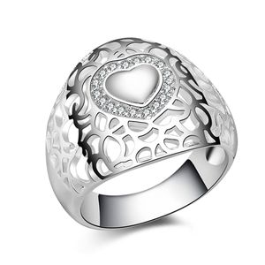 gratis Verzending Nieuwe 925 Sterling Zilveren mode-sieraden Retro hartvormige met Witte Diamant Met Pave zirkoon ring heet verkoop meisje gift 1736