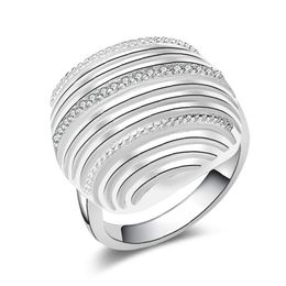 Nueva joyería de plata de ley 925, regalo de San Valentín con diamante blanco con anillo de circón pavimentado, venta girl250N