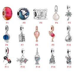 NIEUW 925 Sterling Silver Fit Charms Bracelets Bird Air Ballon Ship Mouse Airplane Fish Globe Charm voor Europese vrouwen Wedding Originele Fashion Jewelry1216403