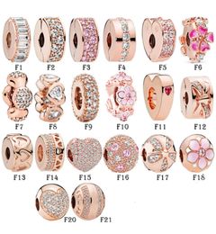 Nieuwe 925 Sterling Silver Fit Charms armbanden Rose Gold Daisy Crown Love Heart Pave Clip Charms For European Women Wedding Original Fashion Jewelry8222674
