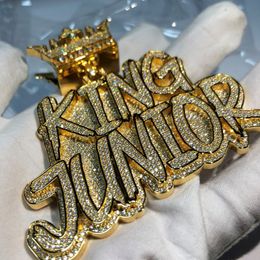 Nouveau pendentif lettre couronne en argent Sterling 925 Moissanite avec chaîne en corde en acier de 3mm 24 pouces, bijoux pour hommes et femmes, joli cadeau