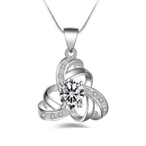 Nouveau collier en argent sterling 925 cristal autrichien strass CZ diamant pendentif chaîne de serpent pour femmes dames accessoires de bijoux de mode LL