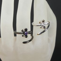 NOUVEAU 925 SERVIR SIRGLE PURPLE BLANC CZ SWORD CROSS RING ICED OUT Two Tone Couleur ouverte Rings Bling Men Femmes Femmes Bijoux