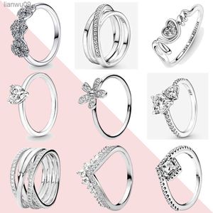 Nouveau 925 Bagues En Argent Sterling Amour Coeur Étincelant Lignes Polies Bague De Fiançailles Bague De Mariage De Luxe Femmes Bijoux Cadeau L230704