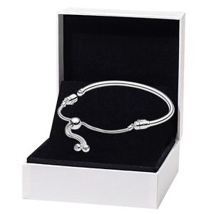 NIEUWE 925 Sterling Silver Slide Bangle Bracelet Geel vergulde Womens Wedding gift met Originele doos voor Pandora momenten Verstelbaar formaat armbanden