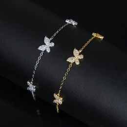 NIEUW 925 Sterling Silver Sparkling Cz Butterfly Link Chain Plaveed Bling CZ Cute Braw Bracelet For Women Girls Sweet Birthday Gifts