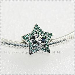 Nouveau 925 Sterling Silver Tinker Bell Star Charm Perle avec Teal Cz Convient Style Européen Bijoux Bracelets Collier Pendentifs311I