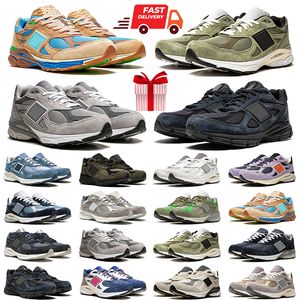 Nuevo 990 zapatos de diseñador zapatillas de deporte hombres mujeres Blue Denim Brown Castlerock Olive V3 zapatos deportivos Raw Amethyst zapatillas de deporte para hombre