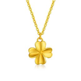 Nouveau collier trèfle à quatre feuilles en or 999 pendentif femme collier clavicule en or