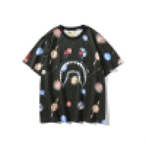 Nieuw A Bathing A Ape Shark Galaxy Planet T-shirt met ronde hals voor heren