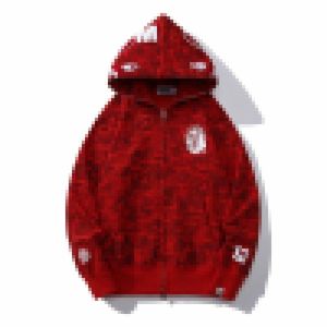 NIEUW A Bathing Ap Red Camo Shark Hoodie met volledige ritssluiting bap head-logo