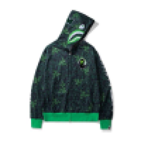 NUEVO A BATHING X Razer Shark Sudadera con capucha y cremallera completa Verde neón