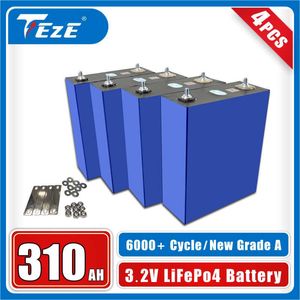 Nieuwe A-Klasse 4pcs 3.2V 310Ah 320AH LIFEPO4 Batterij Oplaadbare batterij Diy Home Back-up Batterij Camping Kookbatterij Pack