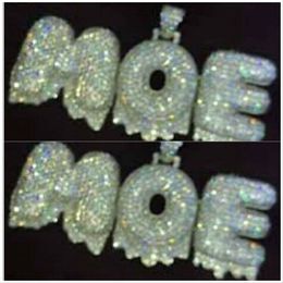 Nuovo !!! A-Z Nome personalizzato 0-9 lettere Speciale esagerare Edge Collane Ciondolo Charm per zircone cubico Corda Catena Gioielli Hip Hop Regali