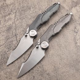 Nieuwe A2247 High End Flipper Zakmes M390 Satin Blade CNC TC4 Titanium Legering Handvat Outdoor Kogellager Ring Mapmessen