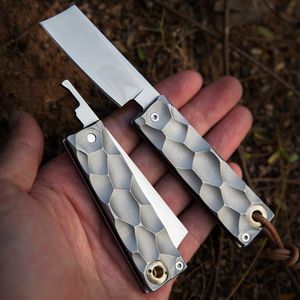 Nuevo A5025 Cuchillo plegable de bolsillo de gama alta D2 Hoja de afeitar satinada CNC TC4 Mango de aleación de titanio para acampar al aire libre Senderismo Pesca EDC Navajas de bolsillo