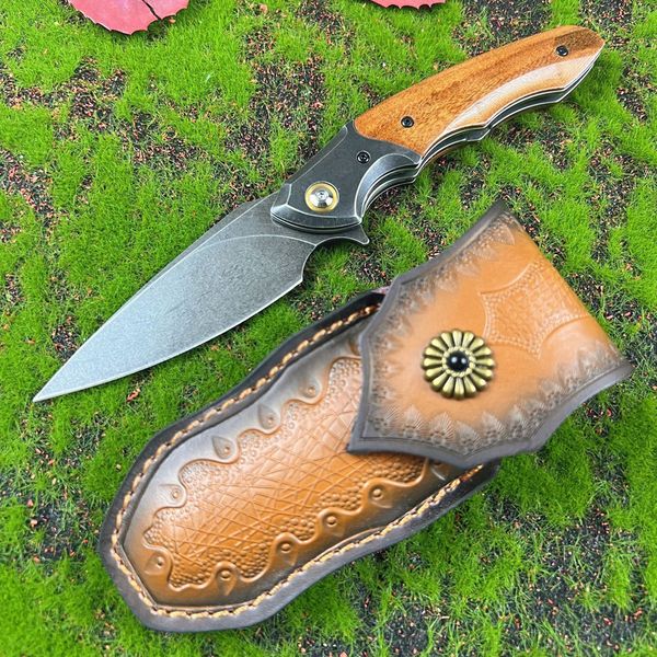 Nuevo A6711 Cuchillo plegable abatible de alta calidad D2 Hoja de lavado de piedra Mango de palisandro Rodamiento de bolas Acampar al aire libre Senderismo Pesca EDC Carpeta Cuchillos