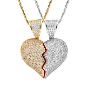 Pendentif cœur brisé en Zircon cubique AAA pour hommes et femmes, collier à maillons de chaîne de roche, bijoux de luxe pour Couple, Q0531, nouvelle collection