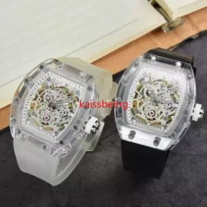 Nieuw Aaa-horloge Volautomatisch mechanisch 8009-beweging Merkhorloges Rubberen band Zakelijk Sport Transparant horloge Geïmporteerde kristallen spiegel