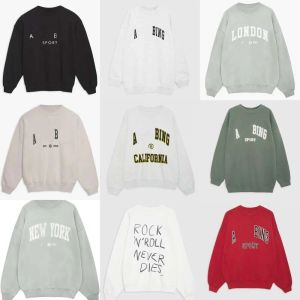 24ss Designer Nieuw AB Annie Bing Katoenen Sweatshirt Trendy Slank Klassieke Stijl Letterprint Losse Trui Ronde Hals Casual Veelzijdige Dames Hoodie Trui Tops