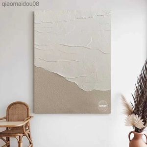 Nieuwe abstracte getextureerde mes olieverfschilderij dik acryl canvas muur decor kunst huis decoratief wit foto kunstwerk ingelijst L230704