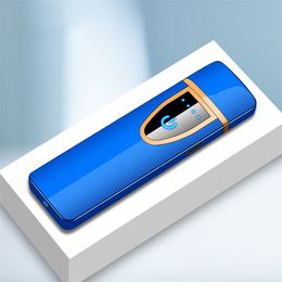 Nouveaux accessoires briquets rechargeables USB briquet électronique sans flamme sans flamme écran tactile interrupteur coloré coupe-vent briquet 9054
