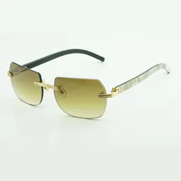 Nouvel accessoire lunettes de soleil chanfreinées naturelles 0286O avec nouvelle quincaillerie et pattes en corne de buffle mélangée noire Taille: 56-18-140 mm