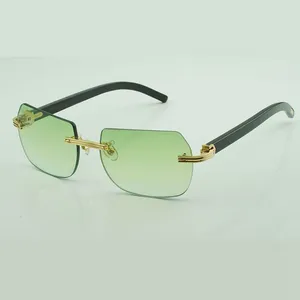 Nouvel accessoire lunettes de soleil chanfreinées naturelles 0286O avec nouvelle quincaillerie et pattes en corne de buffle noire Taille : 56-18-140 mm