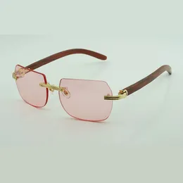 Nouvel accessoire lunettes de soleil en bois naturel chanfreiné 0286O avec nouvelle quincaillerie et pieds en bois d'origine Taille : 56-18-140 mm