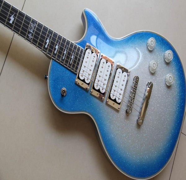 Nuevo Ace Frehley Signature 3 Pickups Electric Guitar Flash Metallic Plate Blue Mirror Cubiertas 131204 1207152274536